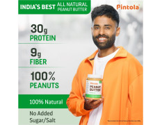 Pintola All Natural Peanut Butter Creamy 1kg | Smooth | Unsweetened | 30g Protein | Gluten & Cholesterol Free, Vegan Peanut Butter, Nut Butter, High in Protein Spread, 100% Pure Roasted peanuts butter