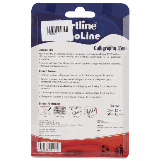 Artline Ergoline Calligraphy Pen Set - Pack of 3 (Black)