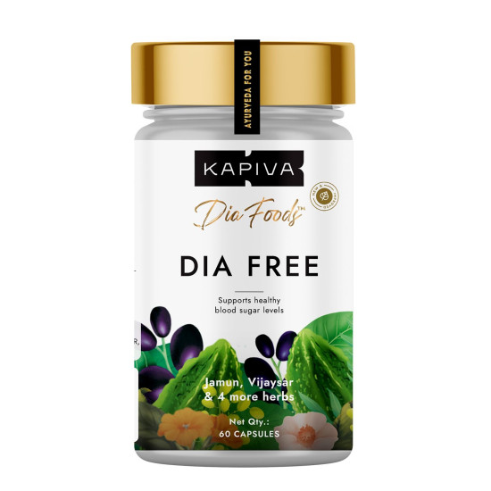 Kapiva Dia Free Capsules | Helps Manage Blood Sugar Levels With Karela, Jamun & Gudmar | 100% Ayurvedic Capsules with Powerful Herbs | 1 Month Pack for Diabetes/Diabetic Care | 60 Capsules/Tablet