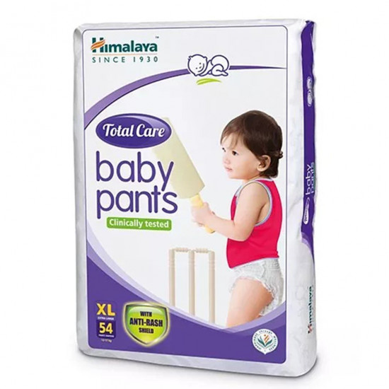 Himalaya Total Care Baby Pants Diapers, X-Large (XL), 54 Count, (12 - 17 kg), With Anti-Rash Shield, Indian Aloe Vera and Yashad Bhasma, Silky Soft Inner Layer