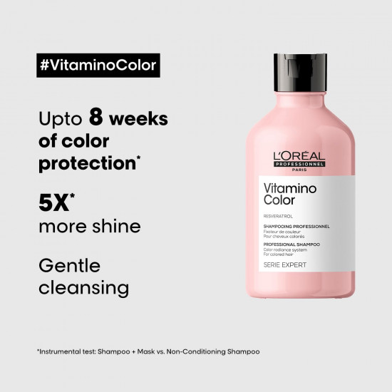 L'OREAL PROFESSIONNEL PARIS Vitamino Color Shampoo For Coloured Hair, 300Ml|Professional Color Protect Shampoo |Coloured Protection Shampoo With Uv Protection