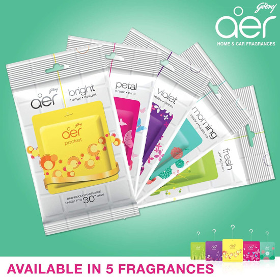 Godrej aer Power Pocket Bathroom Freshener – Berry Rush (10g) | Lasts up to 30 days | Germ Protection