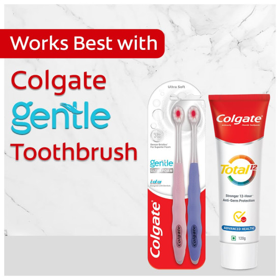 Colgate Total Whole Mouth Health, Antibacterial Toothpaste, 120gm (Advanced Health), World's No. 1* Germ-fighting Toothpaste