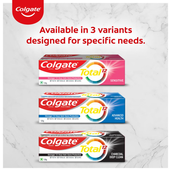 Colgate Total Whole Mouth Health, Antibacterial Toothpaste, 120gm (Advanced Health), World's No. 1* Germ-fighting Toothpaste