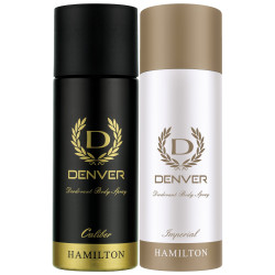 DENVER Caliber Deo + Imperial Deo - 165ML Each (Combo Pack of 2) | Long Lasting Fragrance for Men