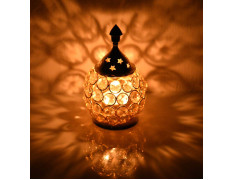Collectible India Akhand Diya for Puja | Diyas Decorative Brass Crystal Oil Lamp | Diwali Decoration Item - Lantern Oval Shape Diwali Gifts | Return Gift | Home Decor Puja Lamp