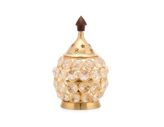 Collectible India Akhand Diya for Puja | Diyas Decorative Brass Crystal Oil Lamp | Diwali Decoration Item - Lantern Oval Shape Diwali Gifts | Return Gift | Home Decor Puja Lamp