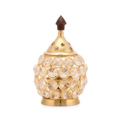 Collectible India Akhand Diya for Puja | Diyas Decorative Brass Crystal Oil Lamp | Diwali Decoration Item - Lantern Oval Shape Diwali Gifts | Return Gift | Home Decor Puja Lamp