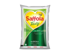 Saffola Tasty Refined Oil|Blend of Corn Oil & Rice Bran Oil|Cooking oil|Pro Fitness Conscious Edible Oil 1 Litre Pouch