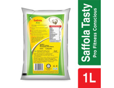 Saffola Tasty Refined Oil|Blend of Corn Oil & Rice Bran Oil|Cooking oil|Pro Fitness Conscious Edible Oil 1 Litre Pouch