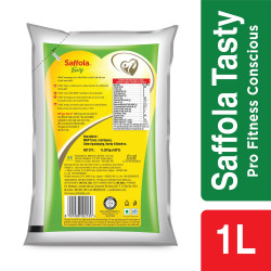 Saffola Tasty Refined Oil|Blend of Corn Oil & Rice Bran Oil|Cooking oil|Pro Fitness Conscious Edible Oil 1 Litre Pouch