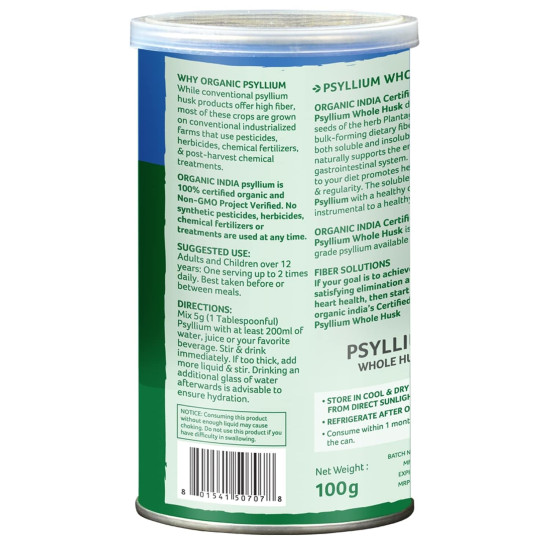 Organic India Psyllium Whole Husk || Isabgol || 100 grams (Pack Of 2)