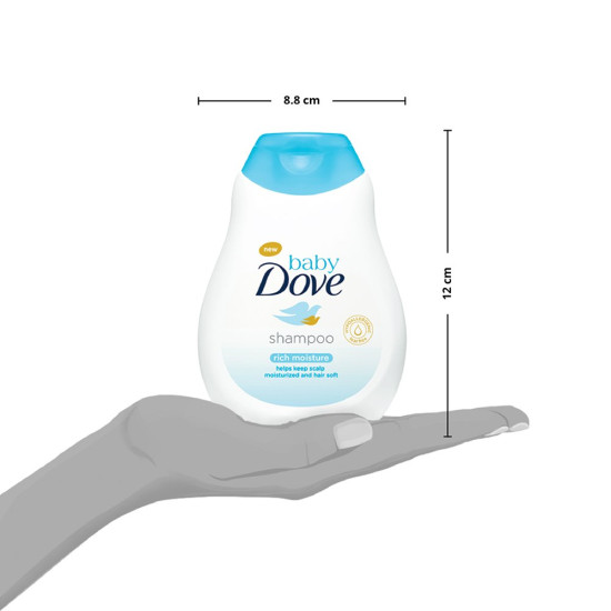 Baby Dove Shampoo 200 ml, Mild No Tears Rich Moisture Baby Shampoo for kids, Gentle Care for Baby's Soft Hair - No sulphate, no Paraben shampoo