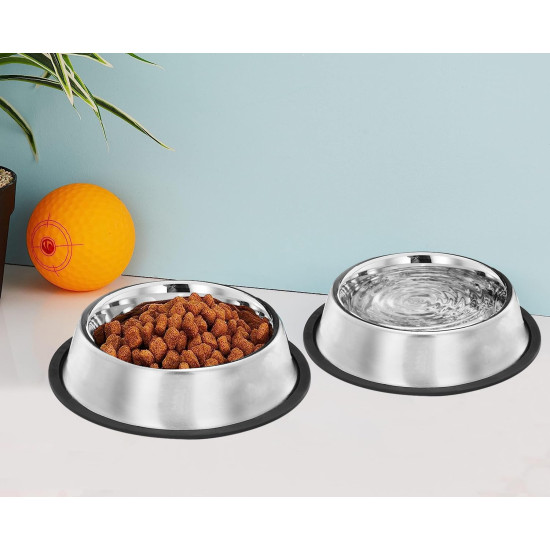 Pets Empire Stainless Steel Dog Bowl, Dog Food Bowl, Dog Feeding Bowl, Medium (Set of 2 x 700ml)