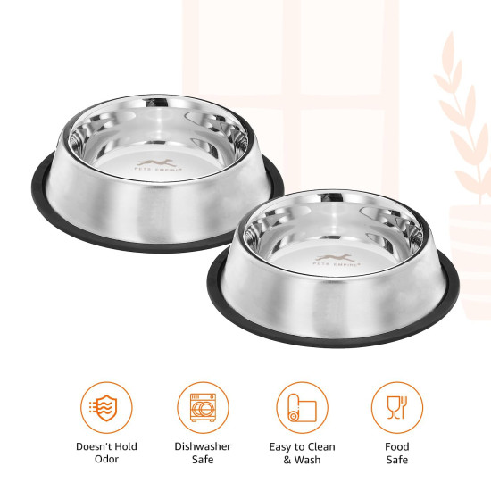 Pets Empire Stainless Steel Dog Bowl, Dog Food Bowl, Dog Feeding Bowl, Medium (Set of 2 x 700ml)