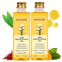 Auravedic Saffron Face Oil For Glowing Skin 100 ml Pack of 2 Ashwagandha Turmeric Face Serum For Pigmentation And Dark Spot Serum For Women Glowing Skin Face Body Oil After Bath For Daily Use