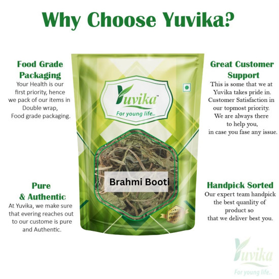 YUVIKA Brahmi Booti - Gotu Kola - Bacopa Monnieri Linn - Indian Pennywort 100 Grams