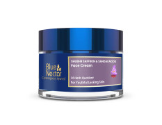 Blue Nectar Saffron Anti Aging Cream for Women | Ayurvedic Alternate to Retinol Face Cream for Fine Lines & Wrinkles | Day & Night Moisturizer for Oily & Dry Skin (14 Herbs, 50g)