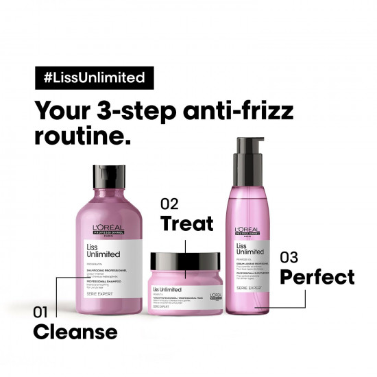 L'OREAL PROFESSIONNEL PARIS Liss Unlimited Shampoo For Rebellious & Frizzy Hair, 300Ml | Professional Anti - Frizz Shampoo | Hair Smoothing Shampoo