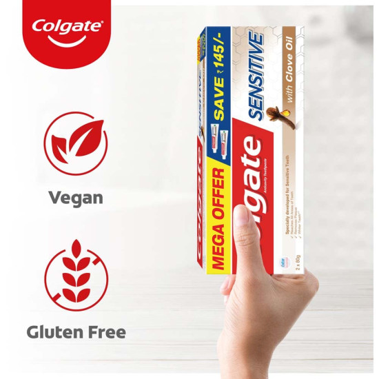 Colgate Sensitive Toothpaste with Clove Oil, for Sensitivity Relief, 160g,