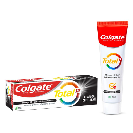 Colgate Total Whole Mouth Health, Antibacterial Toothpaste, 120g, (Charcoal Deep Clean), World's No. 1* Germ-fighting Toothpaste