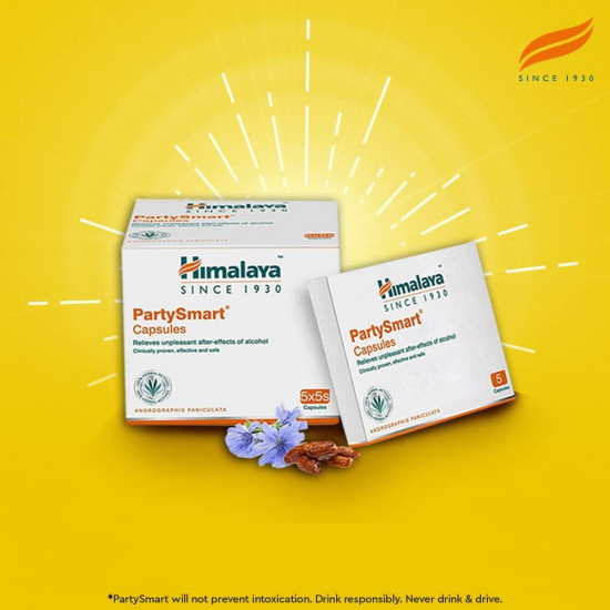 Himalaya PartySmart, 5 capsules |Prevents hangover & helps support liver. Herbal solution, safe, effective & clinically proven