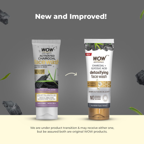 WOW Skin Science Wow Activated Charcoal Infused With Activated Charcoal Beads No Parabens & Sulphate Face Wash (100Ml) WOW Skin Science Wow Activated Charcoal Infused With Activated Charcoal Beads No Parabens & Sulphate Face Wash (100Ml)