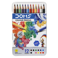 DOMS Fsc 12 Colour Pencil Flat Tin|Multicolor