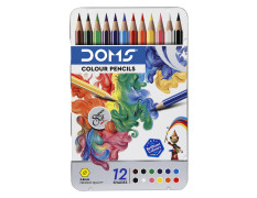 DOMS Fsc 12 Colour Pencil Flat Tin|Multicolor