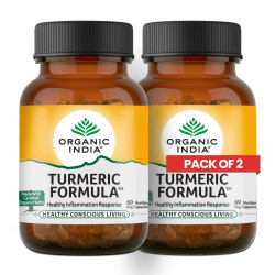 ORGANIC INDIA Turmeric Formula 60 Veg Capsules | Strong anti-inflammatory | Enhances Skin, Bone, and Joint Health - (Pack of 2)