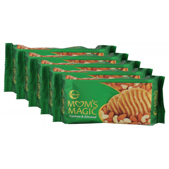 More Combo - Sunfeast Mom's Magic Biscuit Cashew and Almond, 200g (Pack of 5) Promo Pack