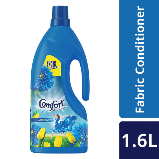 Comfort Morning Fresh Fabric Conditioner 1.6 L | After Wash Liquid Fabric Softener (Super Saver Offer Pack) | Softness, Shine & Long Lasting Freshness