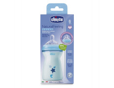 Chicco Natural Feeling 330ml Baby Milk Feeding Bottle with Wide Neck, Anti-Colic for Easy Milk Flow, for Babies & Toddlers 6m+ (Blue)