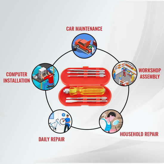 Spartan BS-01 5-Pieces Screwdriver Kit/Screwdriver Set For Home Use/For Multipurpose Application (S-6, Yellow)