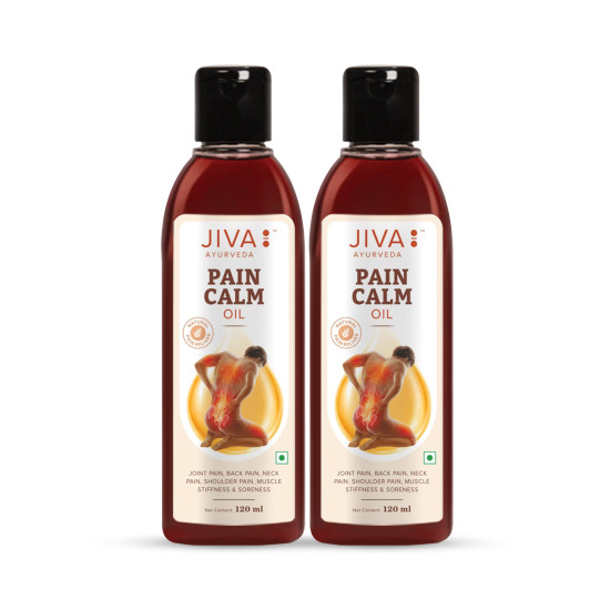 Jiva Pain Calm Oil 120 ml | Blend Of 5 Ayurvedic Oils | Relieves Knee, Legs, Shoulder, Muscle & Joint Pain | Controls Swelling And Joint Inflammation | 100% Natural (Pack Of 2)