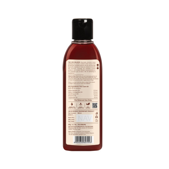 Jiva Pain Calm Oil 120 ml | Blend Of 5 Ayurvedic Oils | Relieves Knee, Legs, Shoulder, Muscle & Joint Pain | Controls Swelling And Joint Inflammation | 100% Natural (Pack Of 2)
