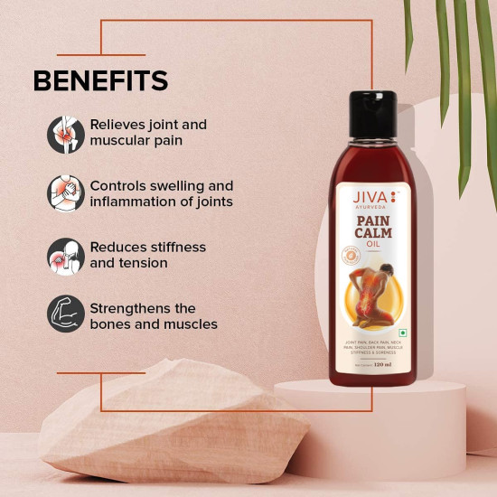 Jiva Pain Calm Oil 120 ml | Blend Of 5 Ayurvedic Oils | Relieves Knee, Legs, Shoulder, Muscle & Joint Pain | Controls Swelling And Joint Inflammation | 100% Natural (Pack Of 2)