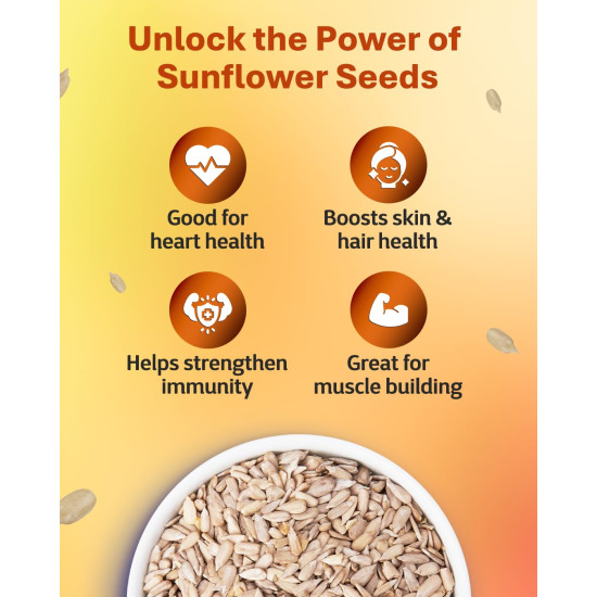 True Elements Sunflower Seeds 1kg - Raw Seeds for Eating | Healthy Snacks | High in Vitamin, Fibre & Protein | Non - GMO | Diet Food | Gluten free | Premium Raw Sunflower Seeds