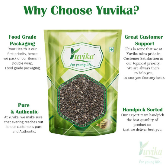 YUVIKA Chia Seeds - Omega 3 - Gluten Free - Salvia Hispanica 400 Grams