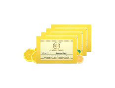 Khadi Natural Lemon Soap 125g| Herbal Bathing Soap for Healthy Skin | Natural Soap with Essential Oils | Soap for Reducing Tanning | Suitable for All Skin Types | Pack of 4