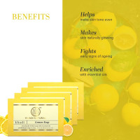 Khadi Natural Lemon Soap 125g| Herbal Bathing Soap for Healthy Skin | Natural Soap with Essential Oils | Soap for Reducing Tanning | Suitable for All Skin Types | Pack of 4