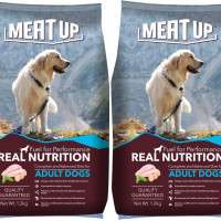Meat Up Adult Dry Dog Food 2.4kg (1.2kg + 1.2kg) | Chicken Flavour | Healthy Skin & Coat | Antioxidants | Enriched with Vitamins & Minerals