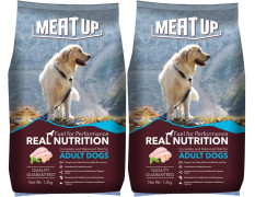 Meat Up Adult Dry Dog Food 2.4kg (1.2kg + 1.2kg) | Chicken Flavour | Healthy Skin & Coat | Antioxidants | Enriched with Vitamins & Minerals