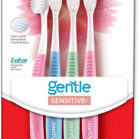 Colgate gentle Sensitive Soft Bristles Manual Toothbrush for adults - 4 Pcs, Multicolor (With Free Colgate Total Toothpaste, 20 g)