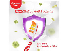 Colgate ZigZag Deep Clean Toothbrush for adults, Pack of 6 Medium Multicolour Soft Tooth brush, Antibacterial with Compact Brush Head for Deep & Complete Cleansing