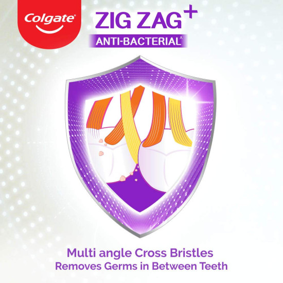 Colgate ZigZag Deep Clean Toothbrush for adults, Pack of 6 Medium Multicolour Soft Tooth brush, Antibacterial with Compact Brush Head for Deep & Complete Cleansing