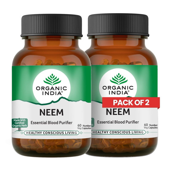 ORGANIC INDIA Neem 60 Capsules Bottle, Pack of 2