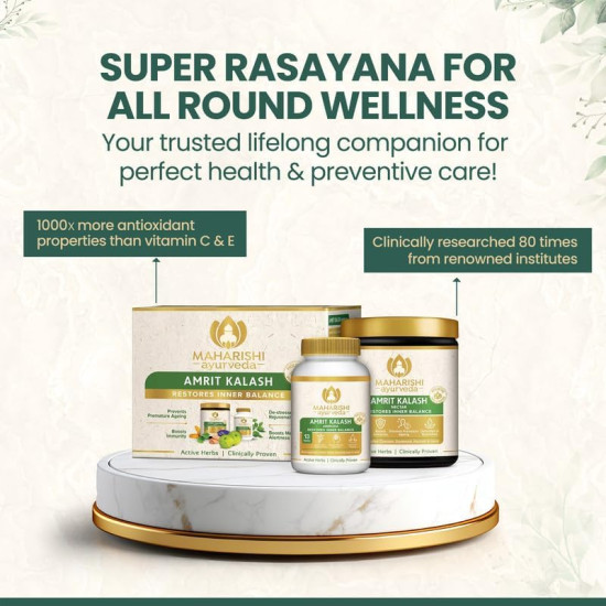 Maharishi Ayurveda Amrit Kalash Immunity Booster | Super Rasayana | Helps Immunity, Daily Wellnes Stress & Anxiety | Improves Heart Health (Ambrosia 60 Tablets & Nectar Paste 600 grams Combo Pack) Maharishi Ayurveda Amrit Kalash Immunity Booster | Super Rasayana | Helps Immunity, Daily Wellnes Stress & Anxiety | Improves Heart Health (Ambrosia 60 Tablets & Nectar Paste 600 grams Combo Pack)