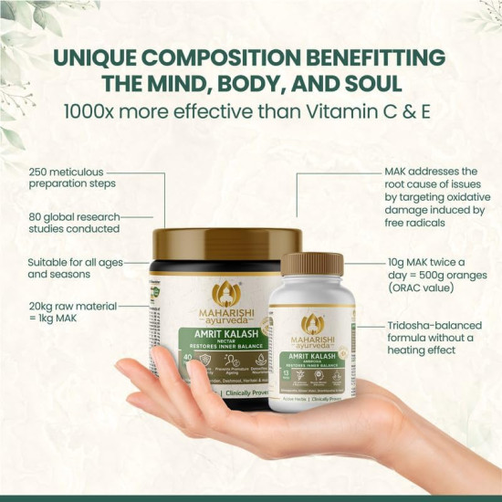 Maharishi Ayurveda Amrit Kalash Immunity Booster | Super Rasayana | Helps Immunity, Daily Wellnes Stress & Anxiety | Improves Heart Health (Ambrosia 60 Tablets & Nectar Paste 600 grams Combo Pack) Maharishi Ayurveda Amrit Kalash Immunity Booster | Super Rasayana | Helps Immunity, Daily Wellnes Stress & Anxiety | Improves Heart Health (Ambrosia 60 Tablets & Nectar Paste 600 grams Combo Pack)