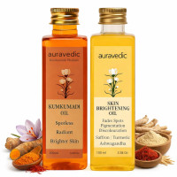 Auravedic Kumkumadi Oil For Face 100ml & Ashwagandha Saffron Turmeric Pigmentation Serum100ml Kumkumadi Tailam Face Oil Body Oil After Bath For Daily Use